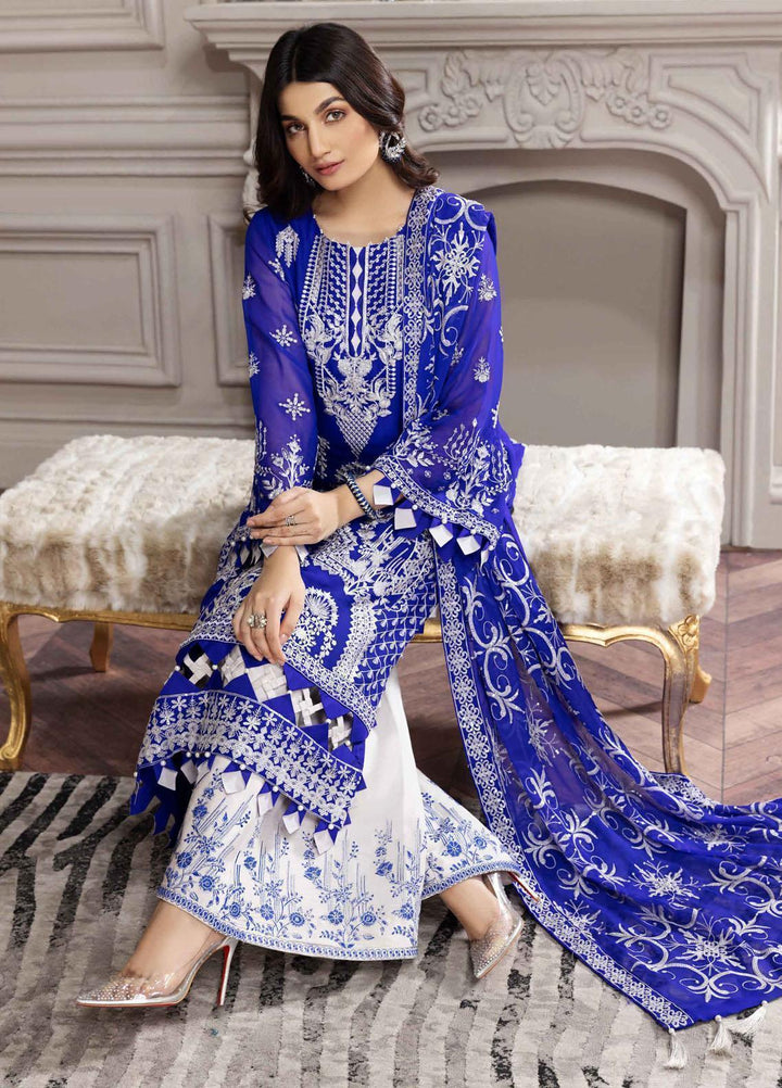 Aqs-e-Dast By Alizeh Fashion Embroidered Chiffon Suits Unstitched 3 Piece AFB22-F11 09 Gulnaar - Festive Collection