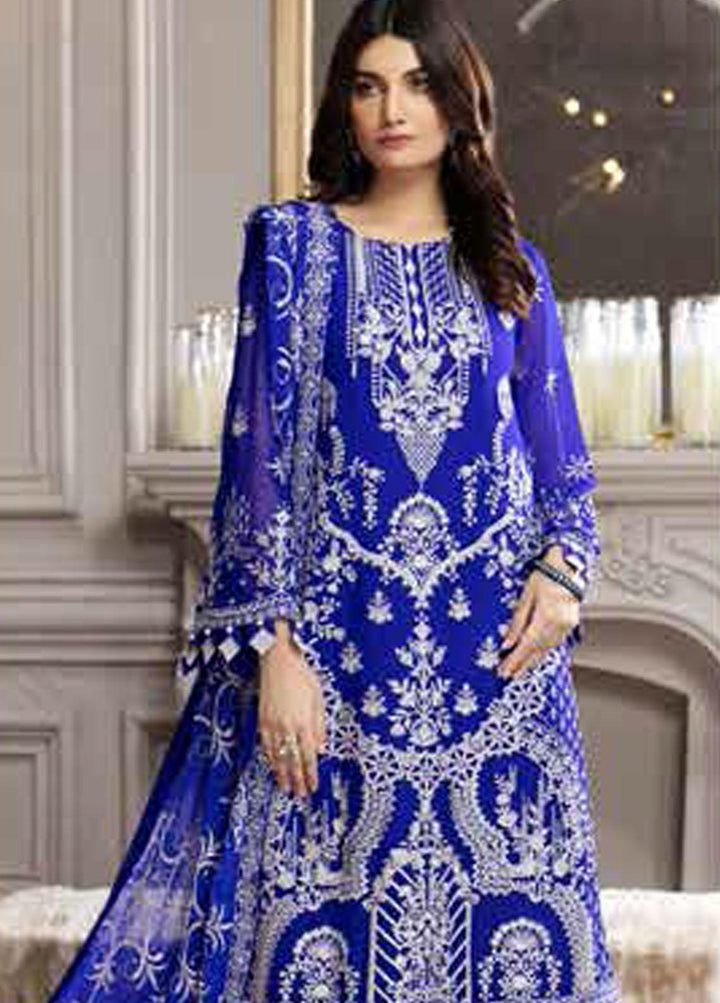 Aqs-e-Dast By Alizeh Fashion Embroidered Chiffon Suits Unstitched 3 Piece AFB22-F11 09 Gulnaar - Festive Collection