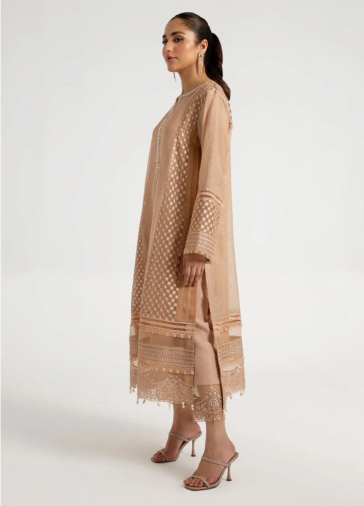 Arif Ashraf Pret Embroidered Cotton 3 Piece Suit Tan