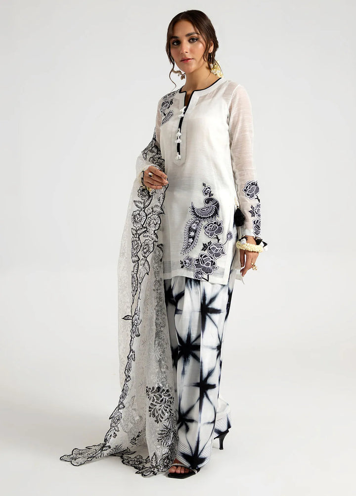 Arif Ashraf Pret Embroidered Cotton Silk 3 Piece Suit Safaid