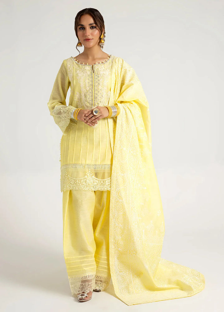 Arif Ashraf Pret Embroidered Cotton Silk 3 Piece Suit Zard