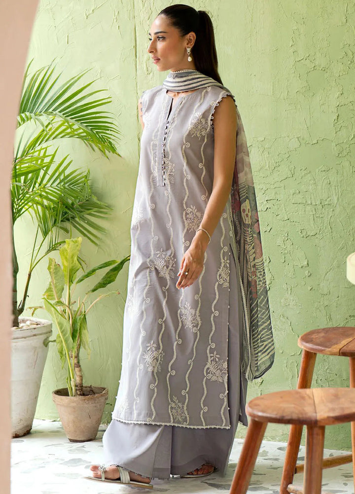 Artisan by Seran Embroidered Lawn Suit Unstitched 3 Piece SRN25A D-06 Gris - Summer Collection