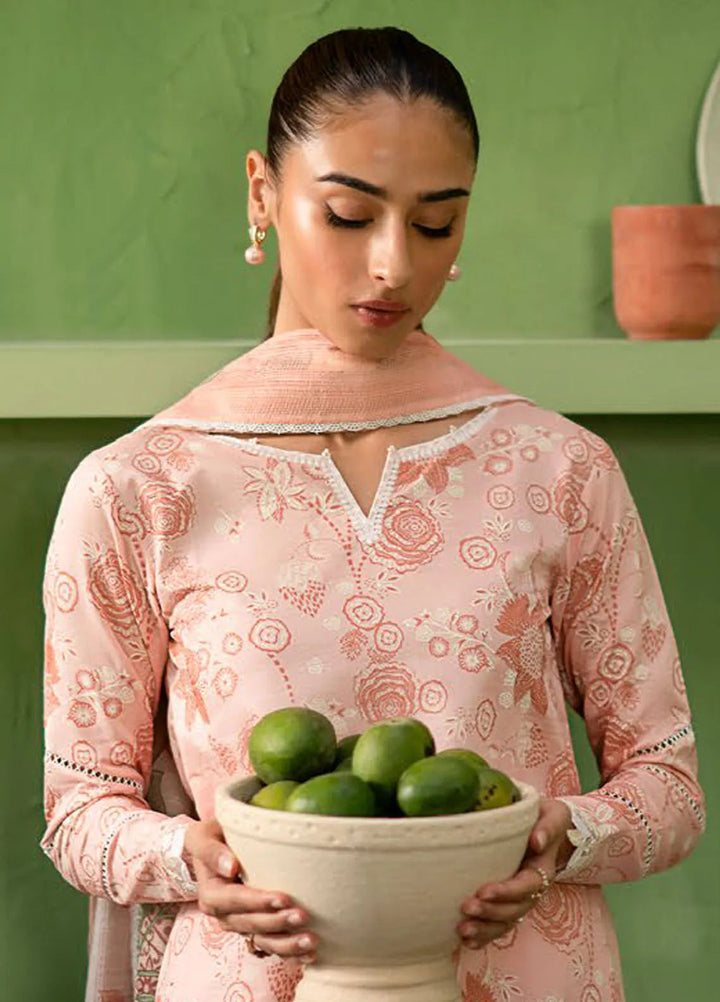 Artisan by Seran Embroidered Lawn Suit Unstitched 3 Piece SRN25A D-07 Peche - Summer Collection