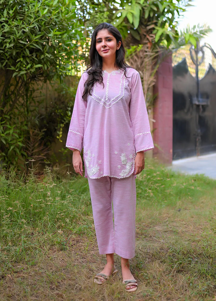 Artistic Wear Pret Appliqued Lawn 2 Piece Suit Pink Stripe