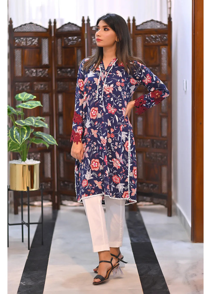 Artistic Wear Pret Printed Linen 2 Piece Suit Bluish Flora