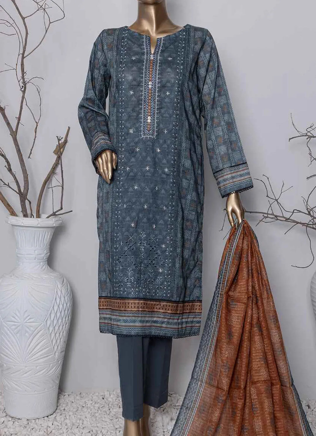 Asasa By HZ Textile Embroidered Lawn Suit Unstitched 3 Piece HZ24A AEL-70 Vol-04 - Summer Collection