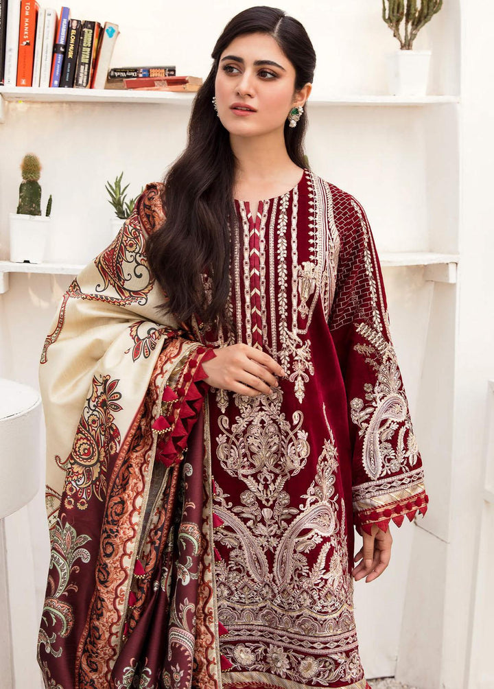 Asifa & Nabeel Embroidered Velvet Suits Unstitched 3 Piece AN22V VC-04 - Luxury Collection
