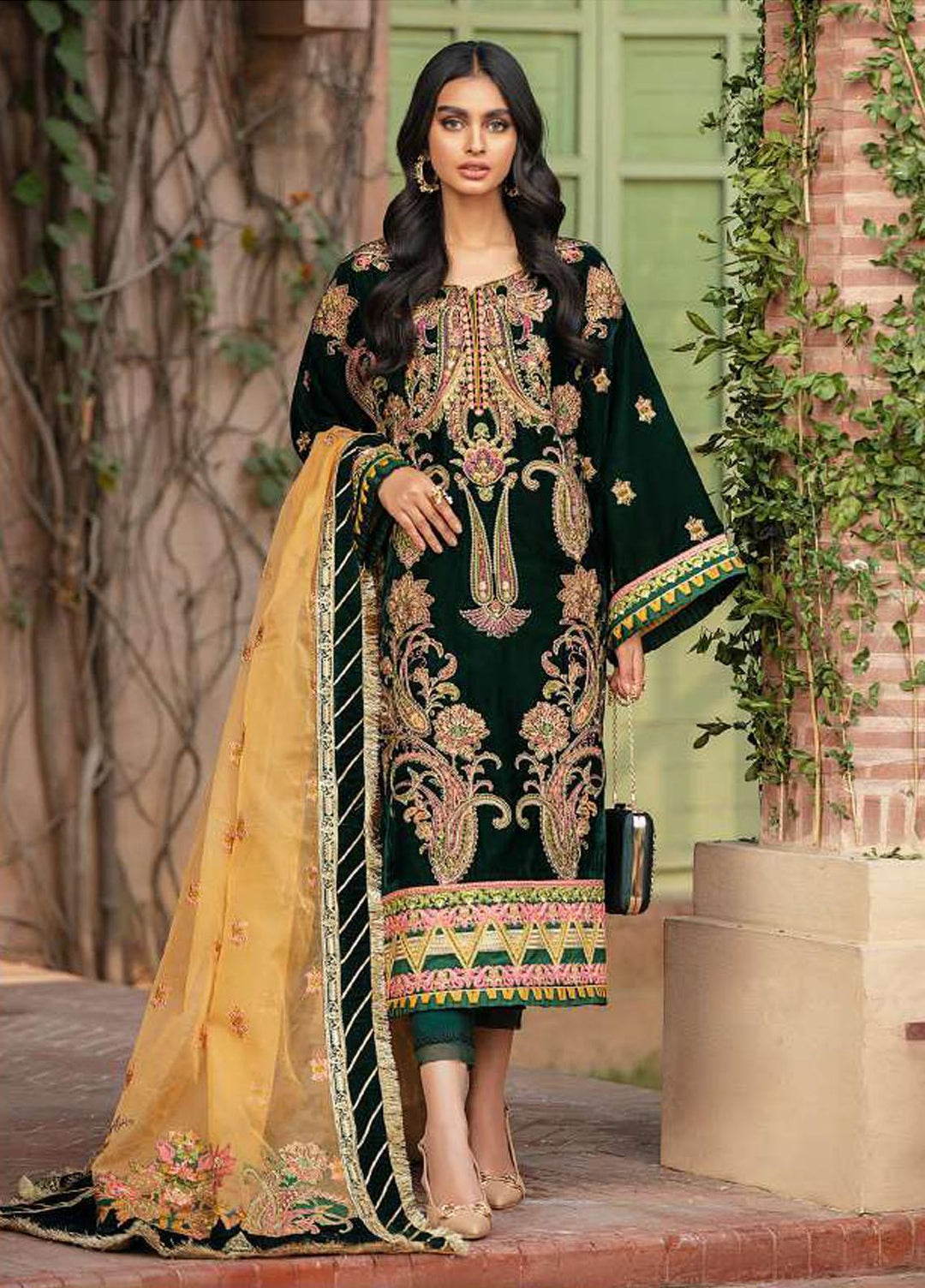 Asifa & Nabeel Embroidered Velvet Suits Unstitched 3 Piece AN21W WC-03 - Winter Collection
