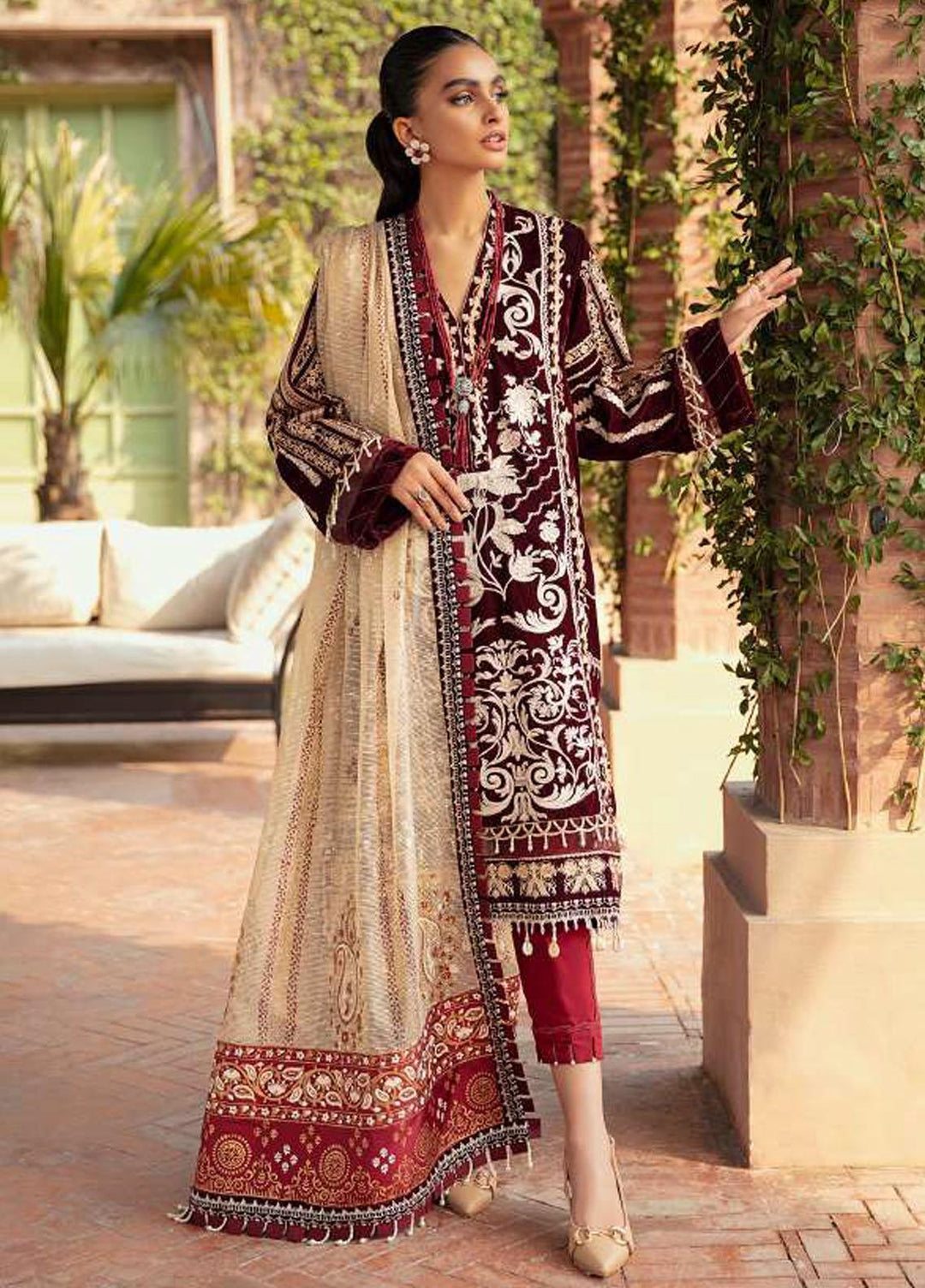 Asifa & Nabeel Embroidered Velvet Suits Unstitched 3 Piece AN21W WC-05 - Winter Collection