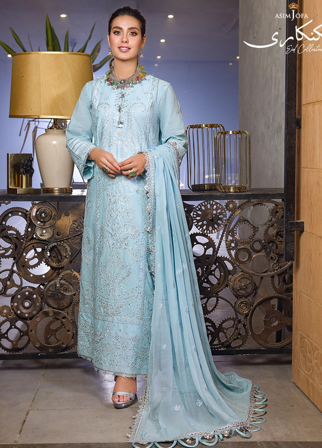 Asim Jofa Embroidered Lawn Suits Unstitched 3 Piece AJ22E AJCK-11 - Eid Collection