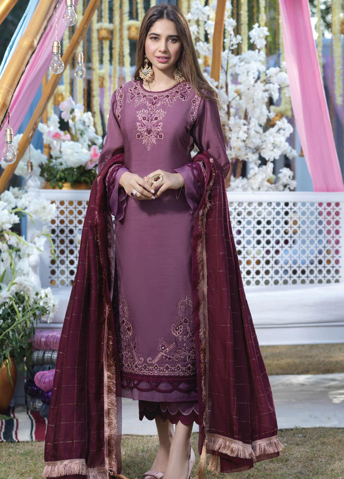 Asim Jofa Embroidered Organza Suits Unstitched 3 Piece AJ21E 18 - Festive Collection