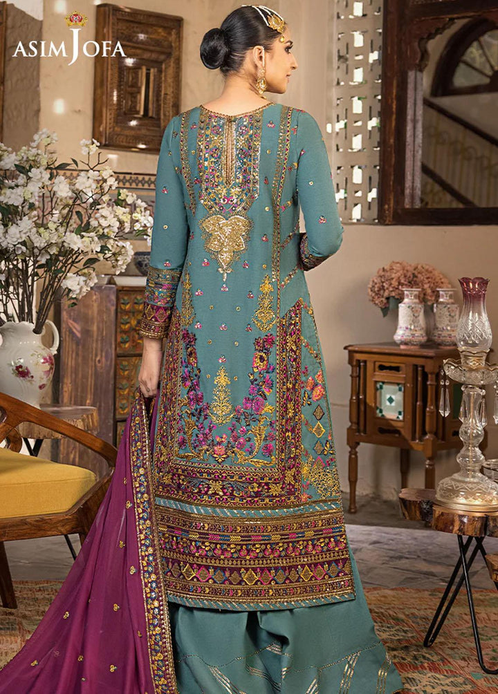 Asim Jofa Embroidered Lawn Suits Unstitched 3 Piece AJ23EL AJLR-14 - Luxury Lawn Collection