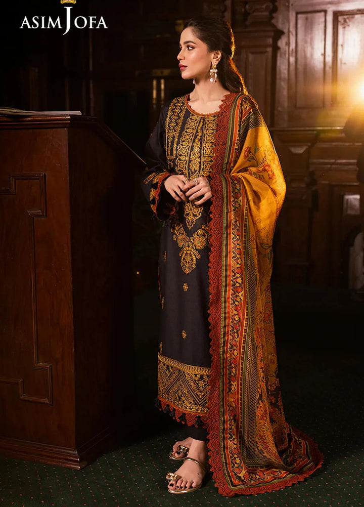 Asim Jofa Embroidered Lawn Suits Unstitched 3 Piece AJ25P5 AJUBJ-12 - Summer Collection