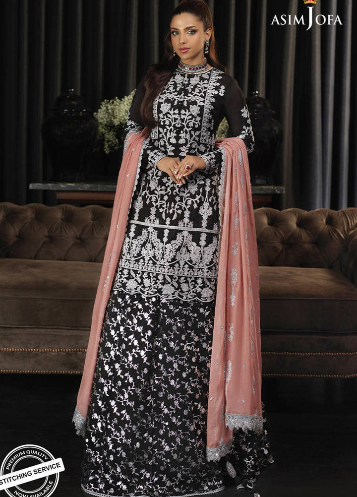 Asim Jofa Embroidered Raw Silk Suits Unstitched 3 Piece AJ21IN AJN-11 - Luxury Formals Collection