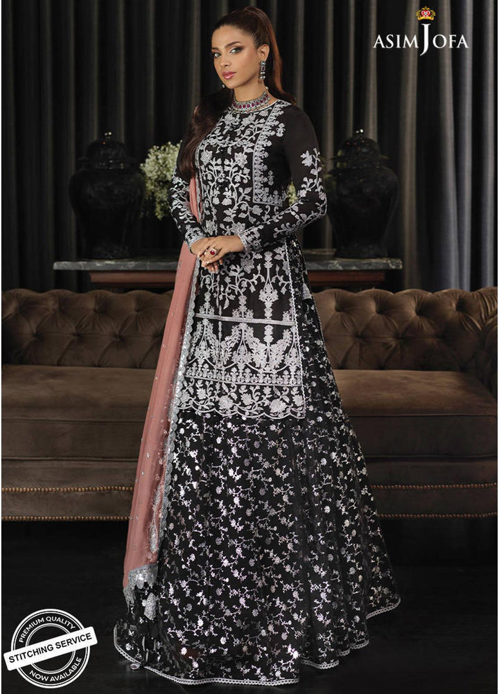 Asim Jofa Embroidered Raw Silk Suits Unstitched 3 Piece AJ21IN AJN-11 - Luxury Formals Collection