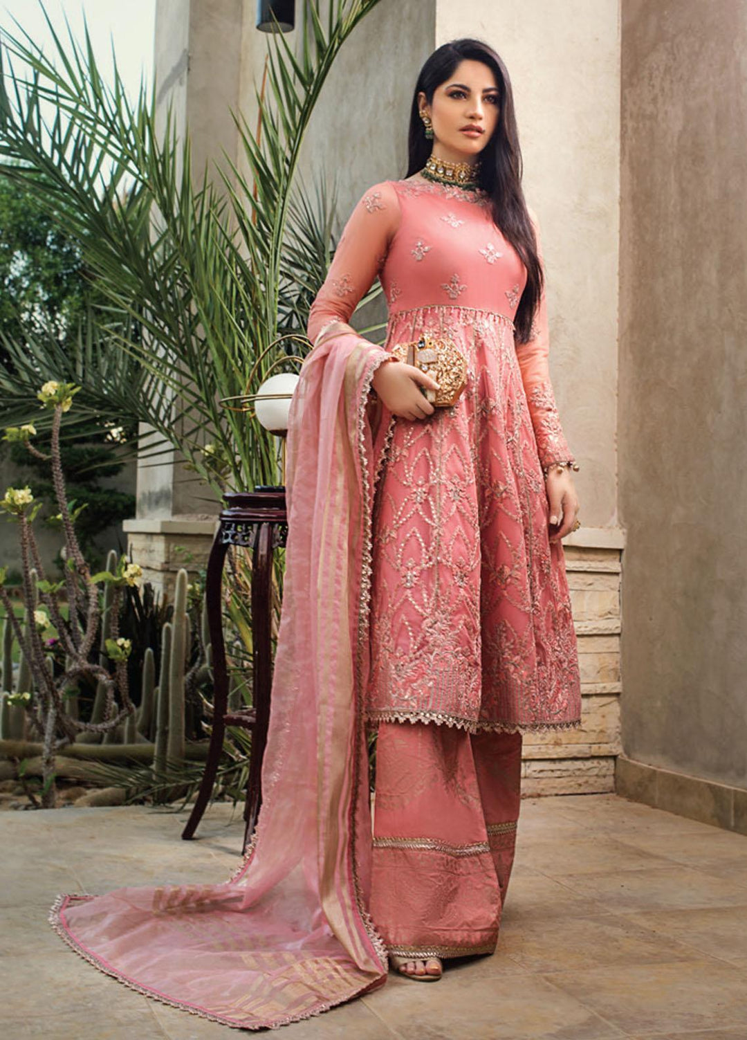 Asim Jofa Embroidered Net Suits Unstitched 3 Piece AJ21LE 04 - Luxury Collection