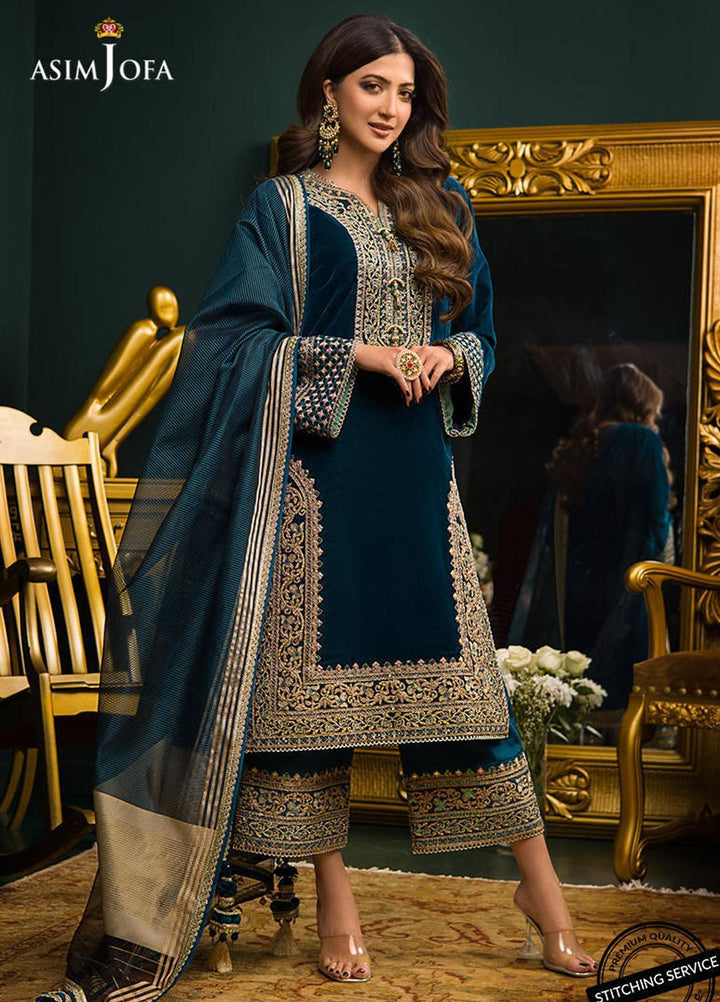 Makhmal By Asim Jofa Embroidered Velvet Suits Unstitched 3 Piece AJ21MR AJMR-01 - Winter Collection