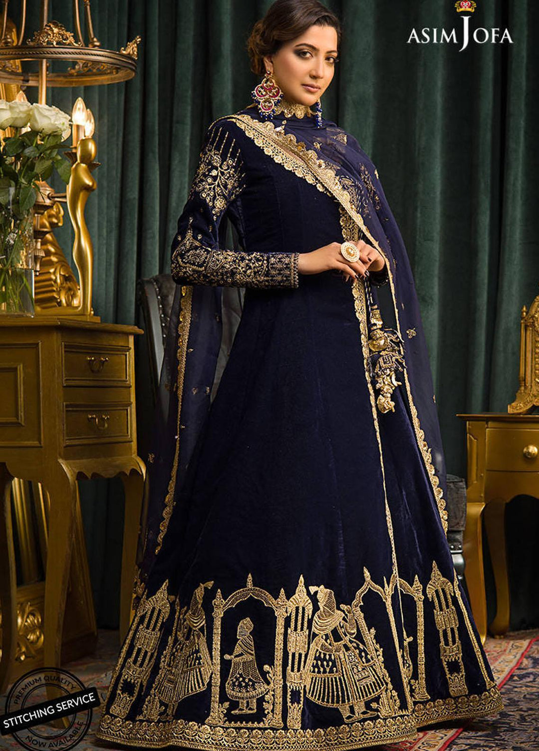 Makhmal By Asim Jofa Embroidered Velvet Suits Unstitched 3 Piece AJ21MR AJMR-03 - Winter Collection