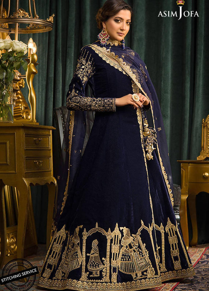 Makhmal By Asim Jofa Embroidered Velvet Suits Unstitched 3 Piece AJ21MR AJMR-03 - Winter Collection