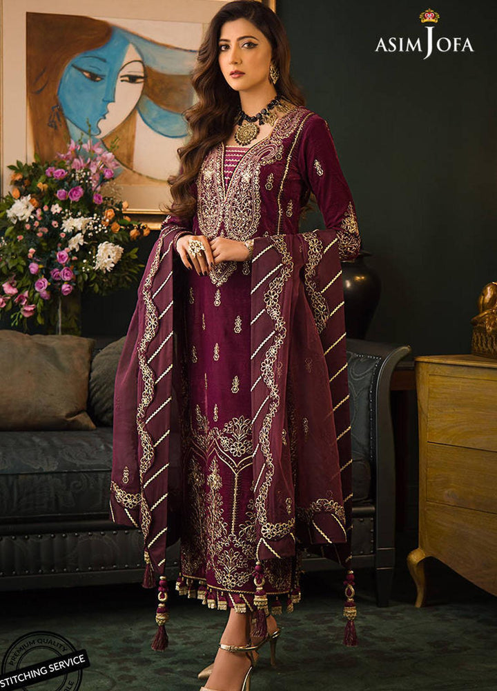 Makhmal By Asim Jofa Embroidered Velvet Suits Unstitched 3 Piece AJ21MR AJMR-05 - Winter Collection