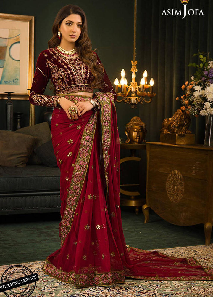 Makhmal By Asim Jofa Embroidered Velvet  Unstitched 3 Piece AJ21MR AJMR-06 - Winter Collection