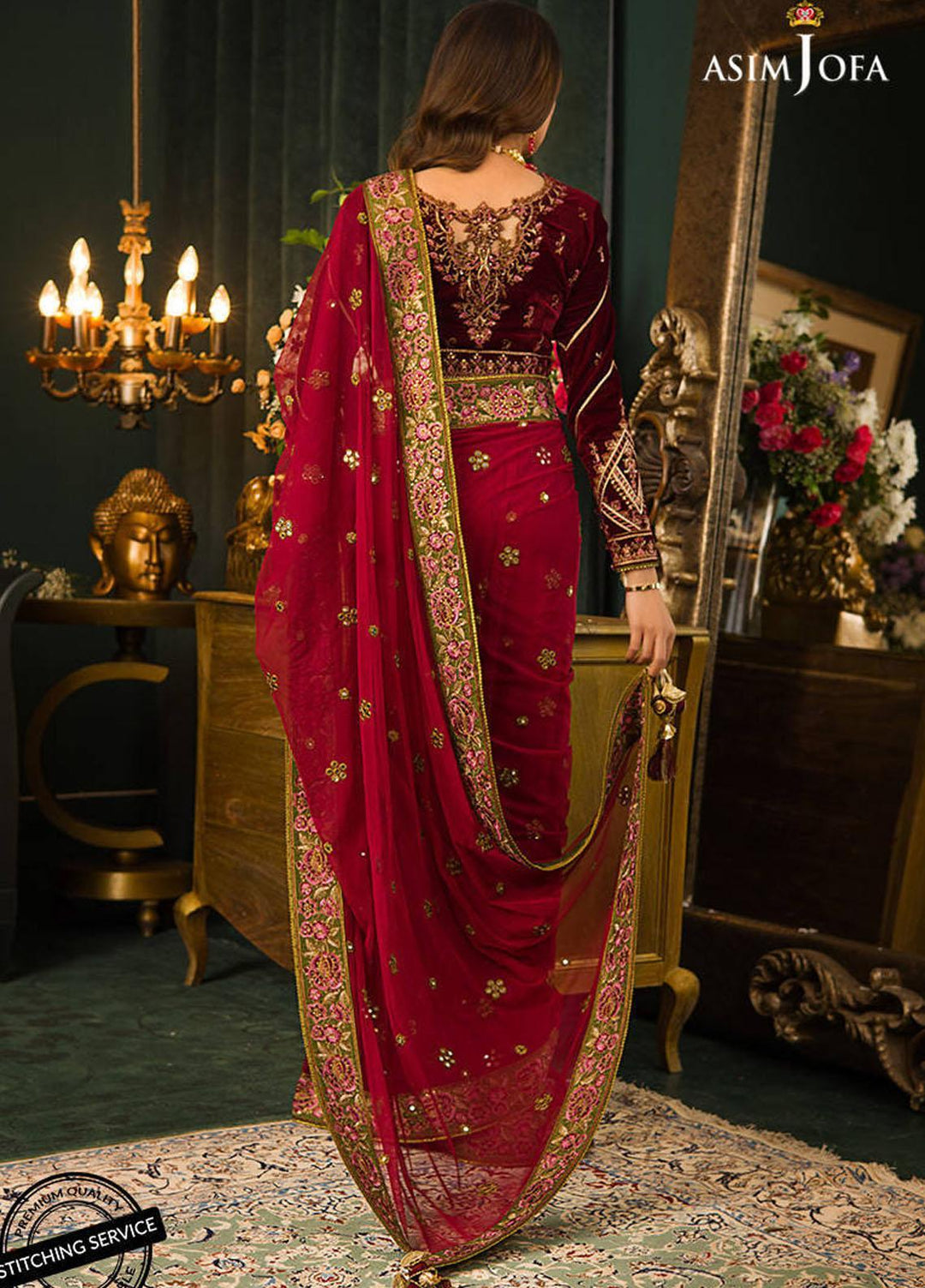 Makhmal By Asim Jofa Embroidered Velvet  Unstitched 3 Piece AJ21MR AJMR-06 - Winter Collection