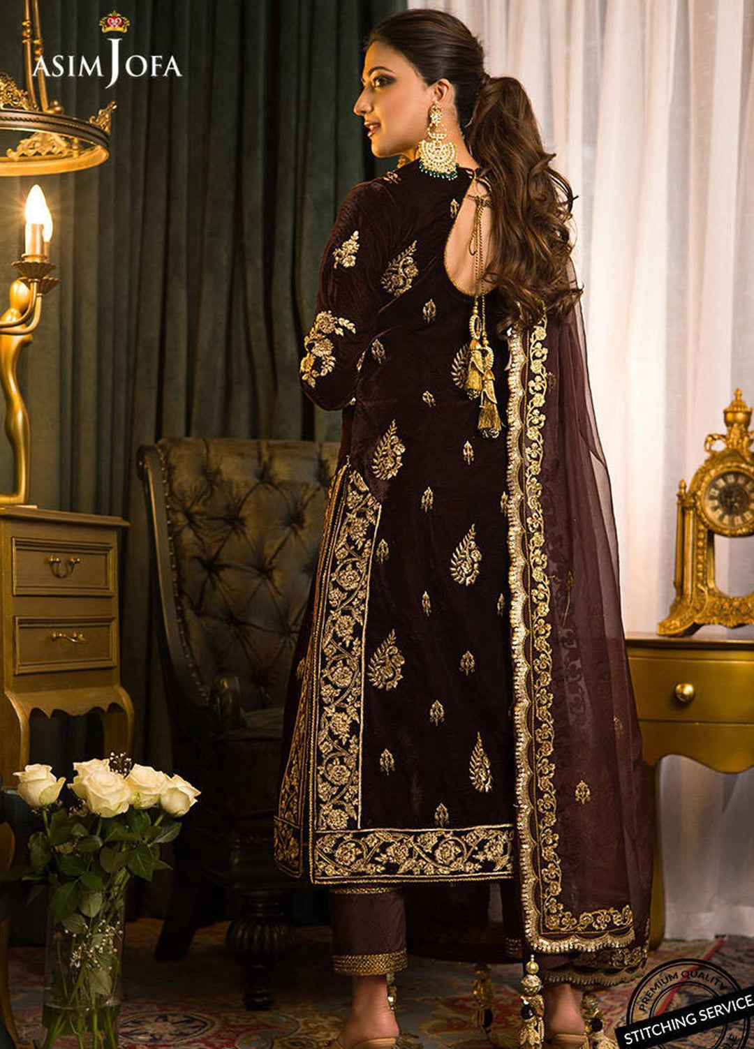 Makhmal By Asim Jofa Embroidered Velvet Suits Unstitched 3 Piece AJ21MR AJMR-07 - Winter Collection