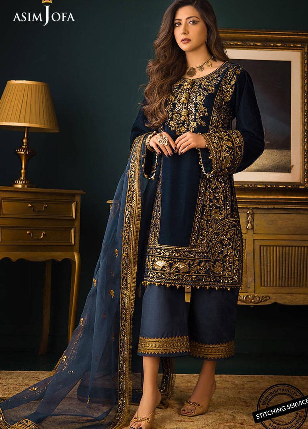 Makhmal By Asim Jofa Embroidered Velvet Suits Unstitched 3 Piece AJ21MR AJMR-09 - Winter Collection