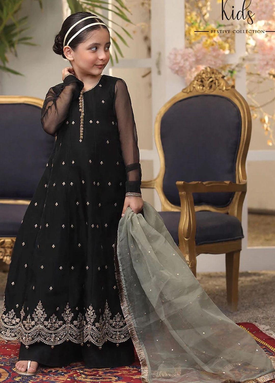 Asim Jofa Organza Fancy 3 Piece Suit for Girls -  AJ22KF AJKF-17