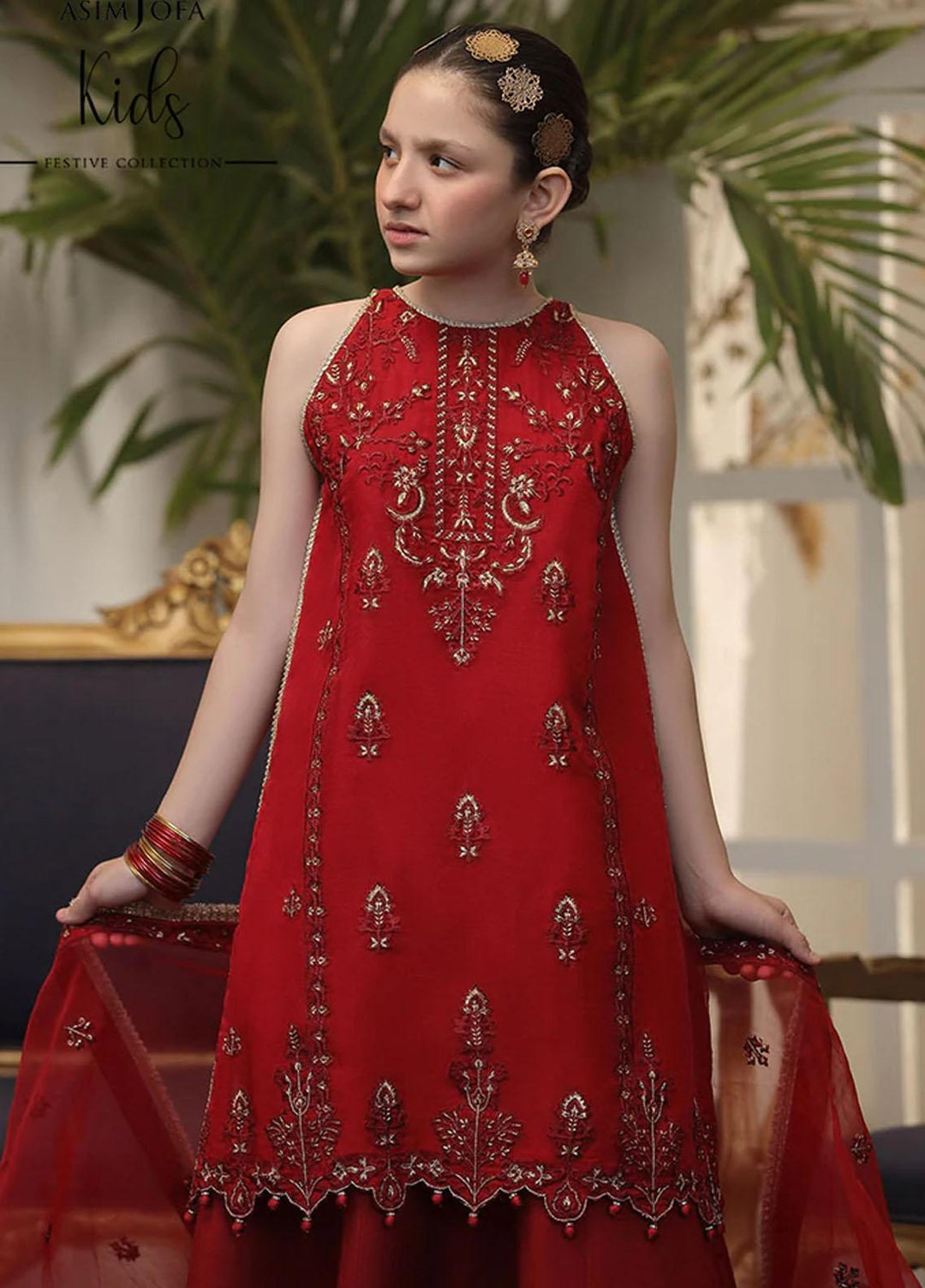 Asim Jofa Organza Fancy Girls 3 Piece Suit -  AJ22KF AJKF-16