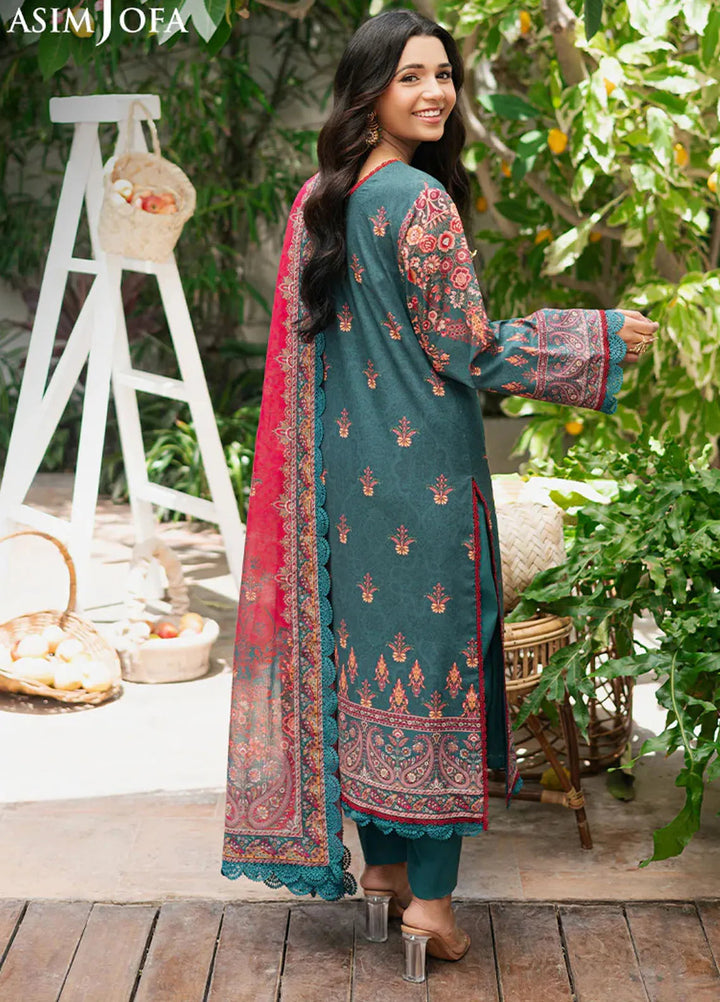 Asim Jofa Printed Lawn Suits Unstitched 3 Piece AJ25P4 AJUUB-26 - Summer Collection
