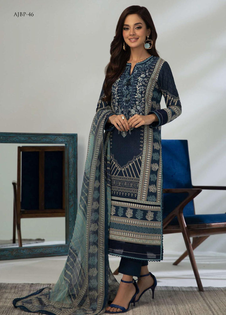 Asim Jofa Embroidered Lawn Suits Unstitched 3 Piece AJ23-P2 AJBP-46 - Summer Collection
