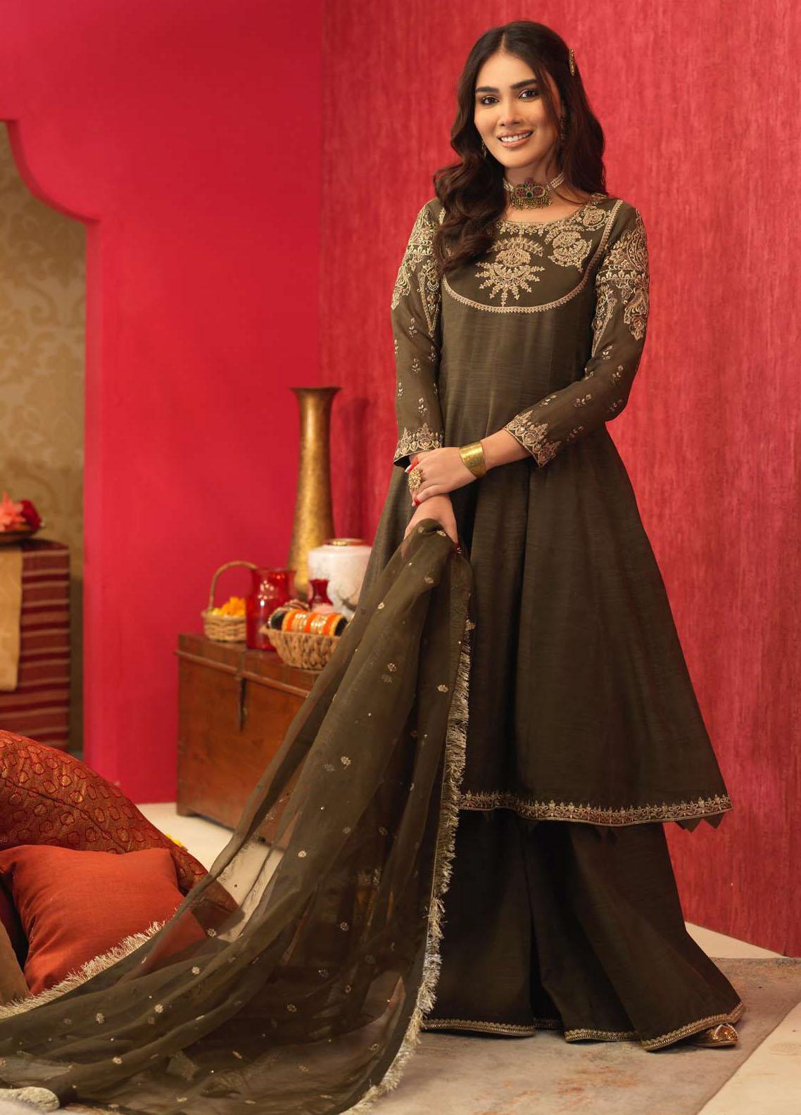 Asim Jofa Embroidered Organza Suits Unstitched 3 Piece AJ21RF AJFC-24 - Festive Collection