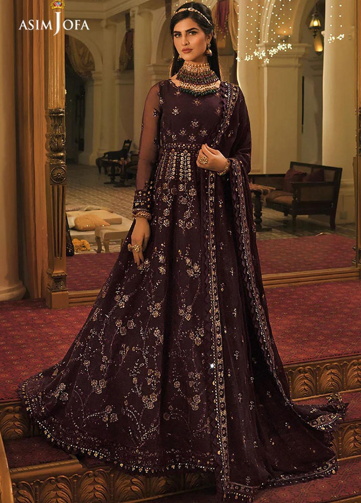 Sadqay Tumharay By Asim Jofa Embroidered Chiffon Suits Unstitched 3 Piece AJ22ST AJST-05 - Eid Collection