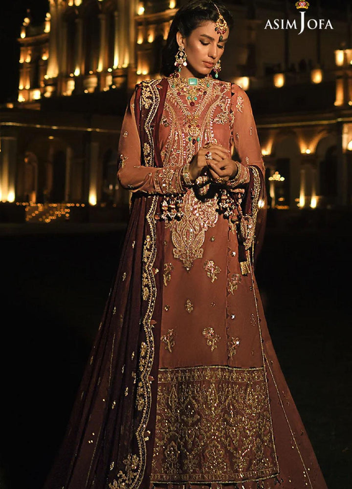 Sadqay Tumharay By Asim Jofa Embroidered Net Suits Unstitched 3 Piece AJ22ST AJST-12 - Eid Collection