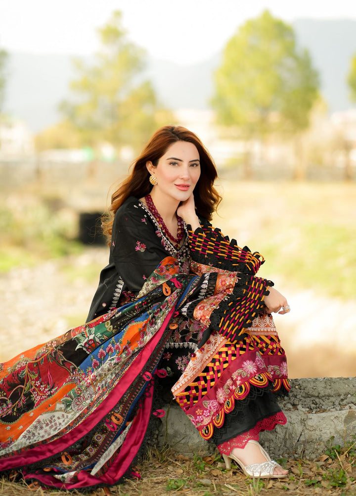 Alif by AJR Couture Embroidered Lawn Suits Unstitched 3 Piece AJR24AL ASL-03 Noir - Luxury Summer Collection