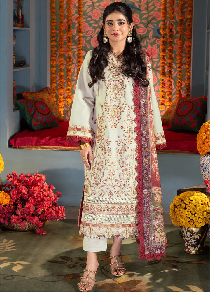 Asra By Asim Jofa Embroidered Lawn Suit Unstitched 3 Piece AJ24AE AJRA-09 - Festive Collection