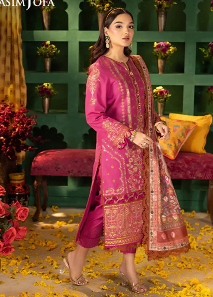 Asra By Asim Jofa Embroidered Lawn Suit Unstitched 3 Piece AJ24AE AJRA-11 - Festive Collection