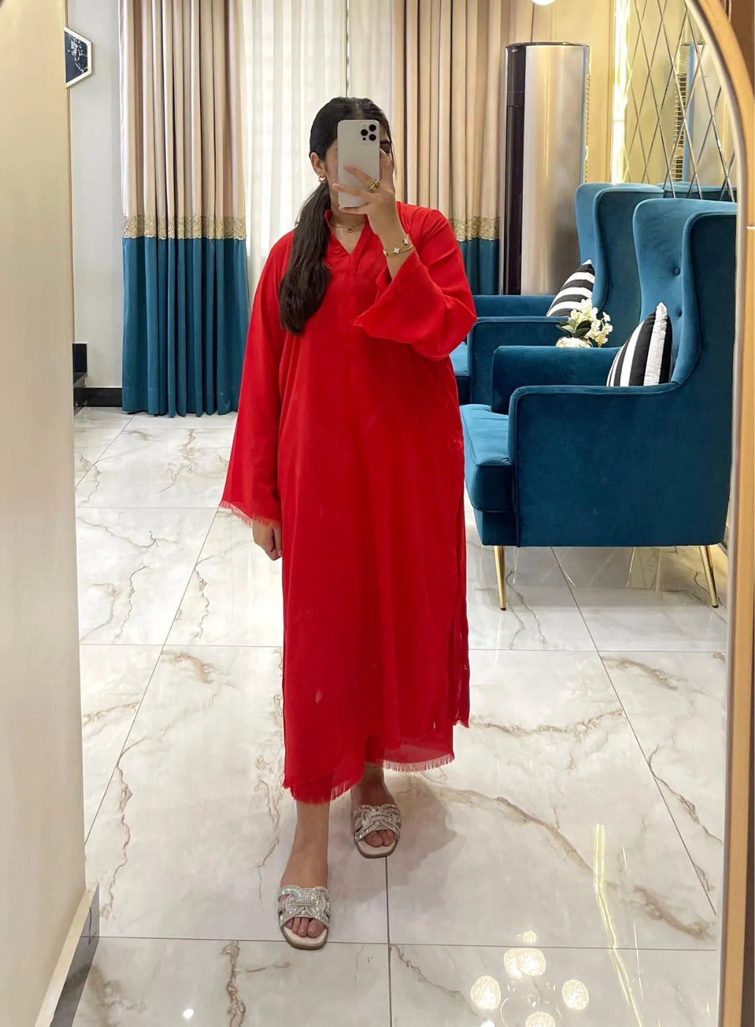 Attire By Maha Pret Plain Georgette 2 Piece Suit Cardinal