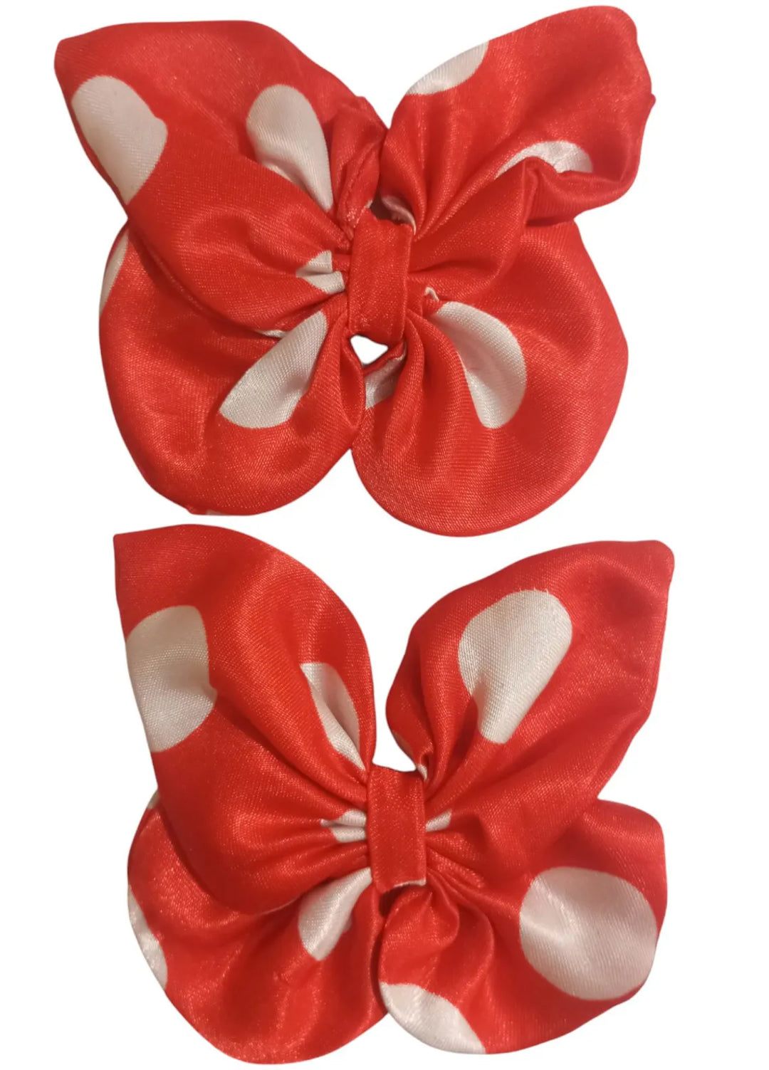 AWA Scrunchies Hair Clips Satin Fabric Pair Scarlet Polka