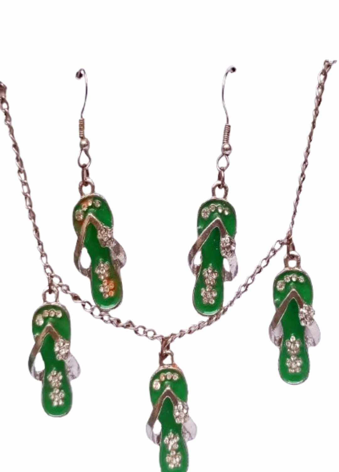 AWA Scrunchies Pendant and Earrings Miniature khussa charms with rhinestones 2 Piece Khussa e Watan