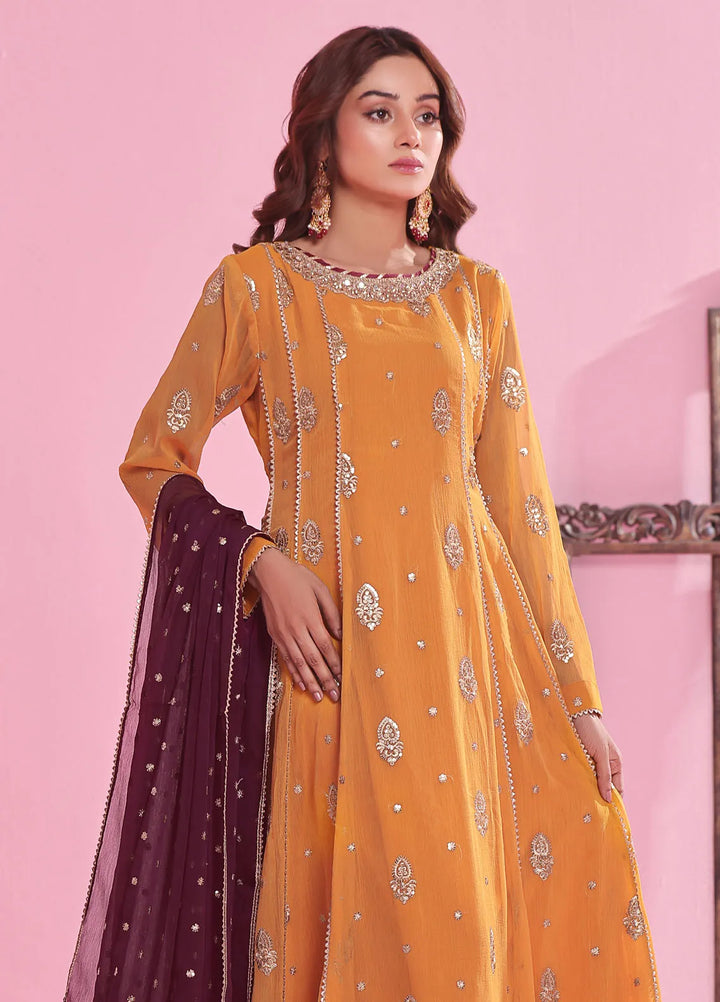Ayesha Closet Pret Embroidered Chiffon 3 Piece Suit Gulnaar Mustard