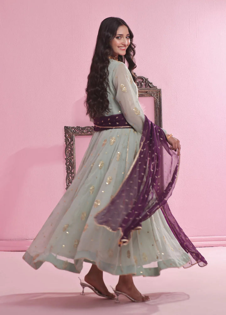 Ayesha Closet Pret Embroidered Chiffon 3 Piece Suit Gulnaar Pastle Green