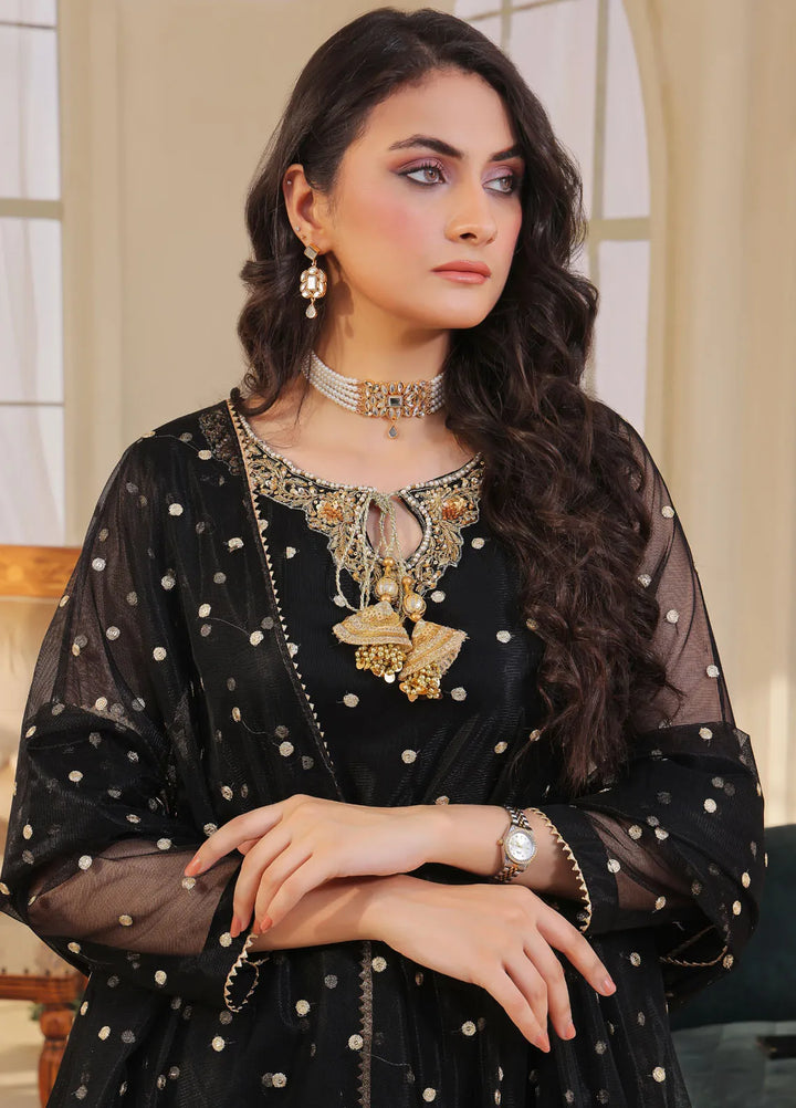 Ayesha Closet Pret Embroidered Chiffon 3 Piece Suit Jashan Black