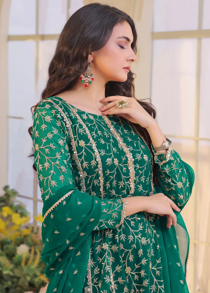 Ayesha Closet Pret Embroidered Chiffon 3 Piece Suit Sara Green