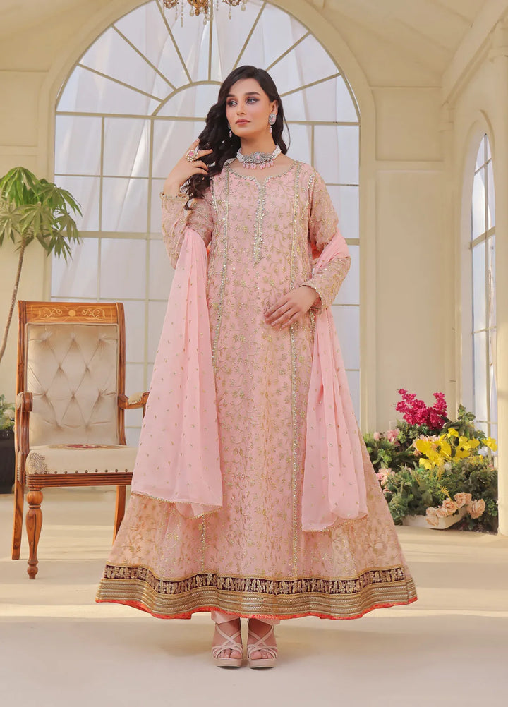 Ayesha Closet Pret Embroidered Chiffon 3 Piece Suit Sara Pink