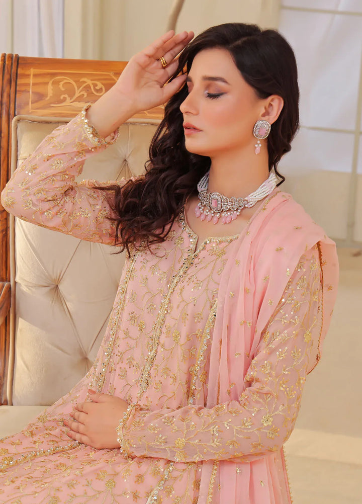 Ayesha Closet Pret Embroidered Chiffon 3 Piece Suit Sara Pink