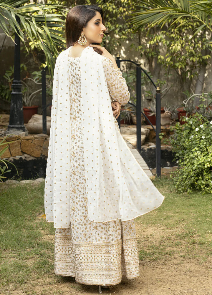 Ayesha Closet Pret Embroidered Chiffon 3 Piece Suit Sawariya White