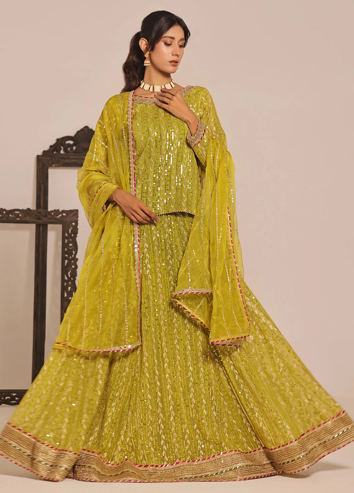Ayesha Closet Pret Embroidered Chiffon 3 Piece Suit Shadmani Green Drift