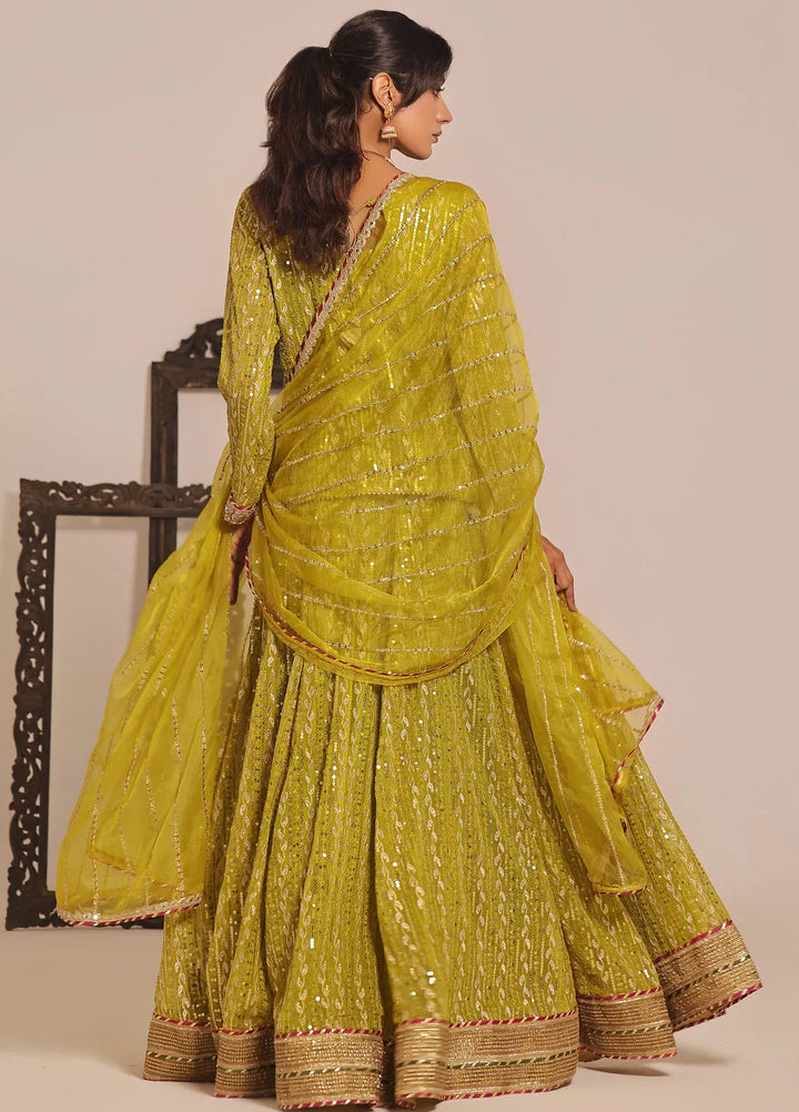 Ayesha Closet Pret Embroidered Chiffon 3 Piece Suit Shadmani Green Drift